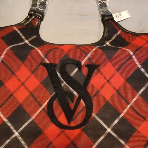 Victoria Secret Red and Black Plaid Tote. New with Tags - Picture 2 of 6